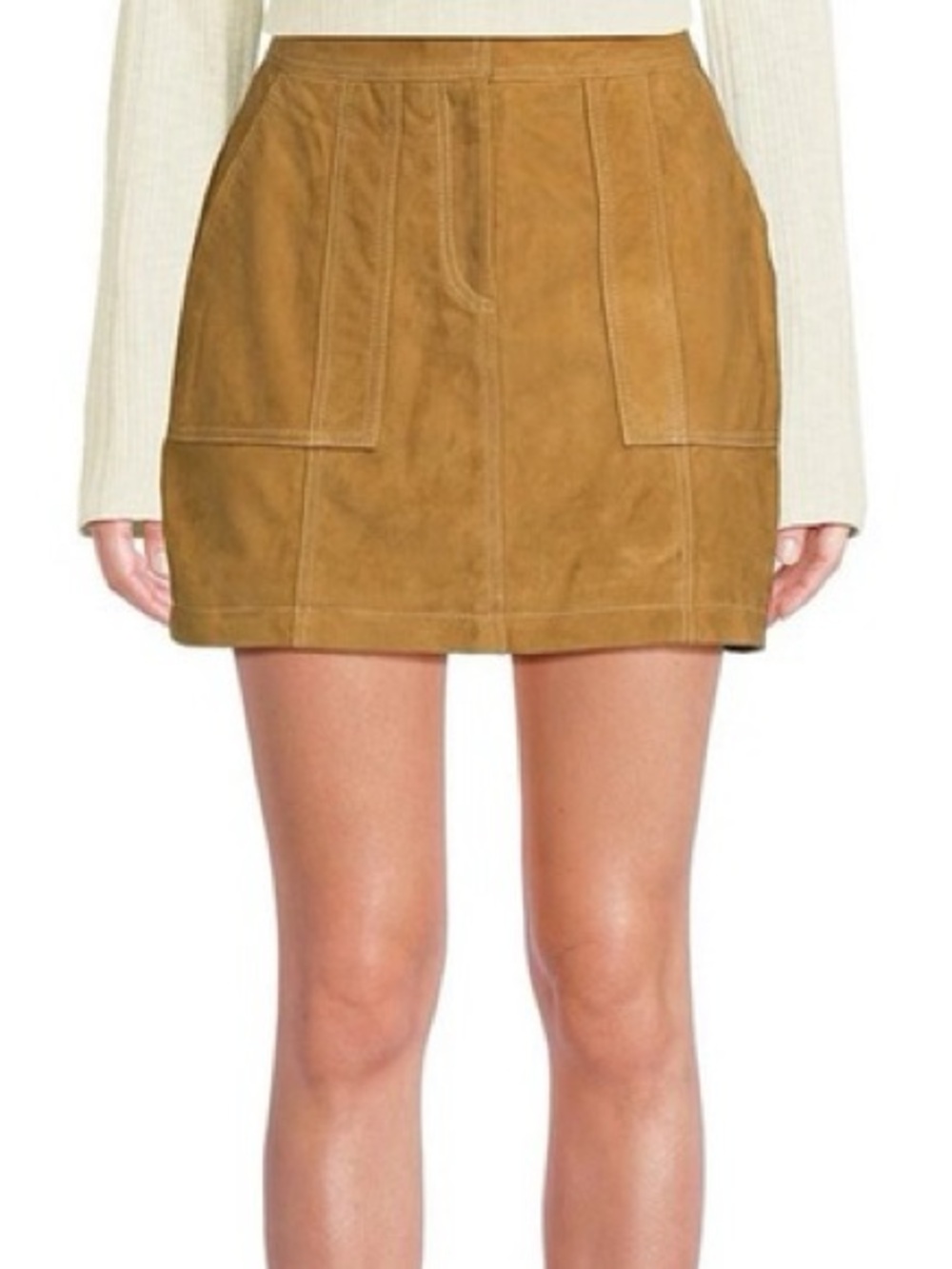 Le' AL.X Suede Pick Stitch High Rise Pencil Mini Skirt Sz M NWT